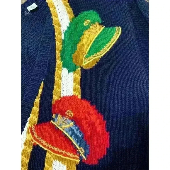 Vintage Marisa Christina Cardigan Nautical Rare Hand Knit Blue Medium Grandma - Picture 9 of 9